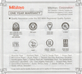 Garantía Mitutoyo / Mitutoyo Warranty